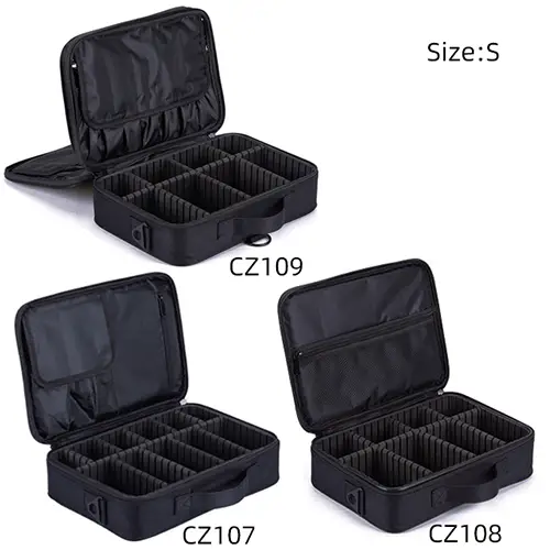 Portable Double Layer Aluminum Compartment Cosmetic Storage Case